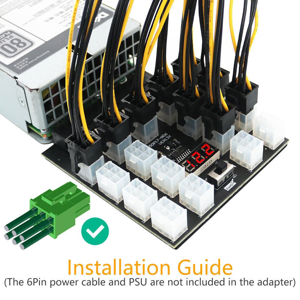 Pci-e 12v 50pin para atx 17x6p - 2400W Server Psu Breakout Board avaliação e preço