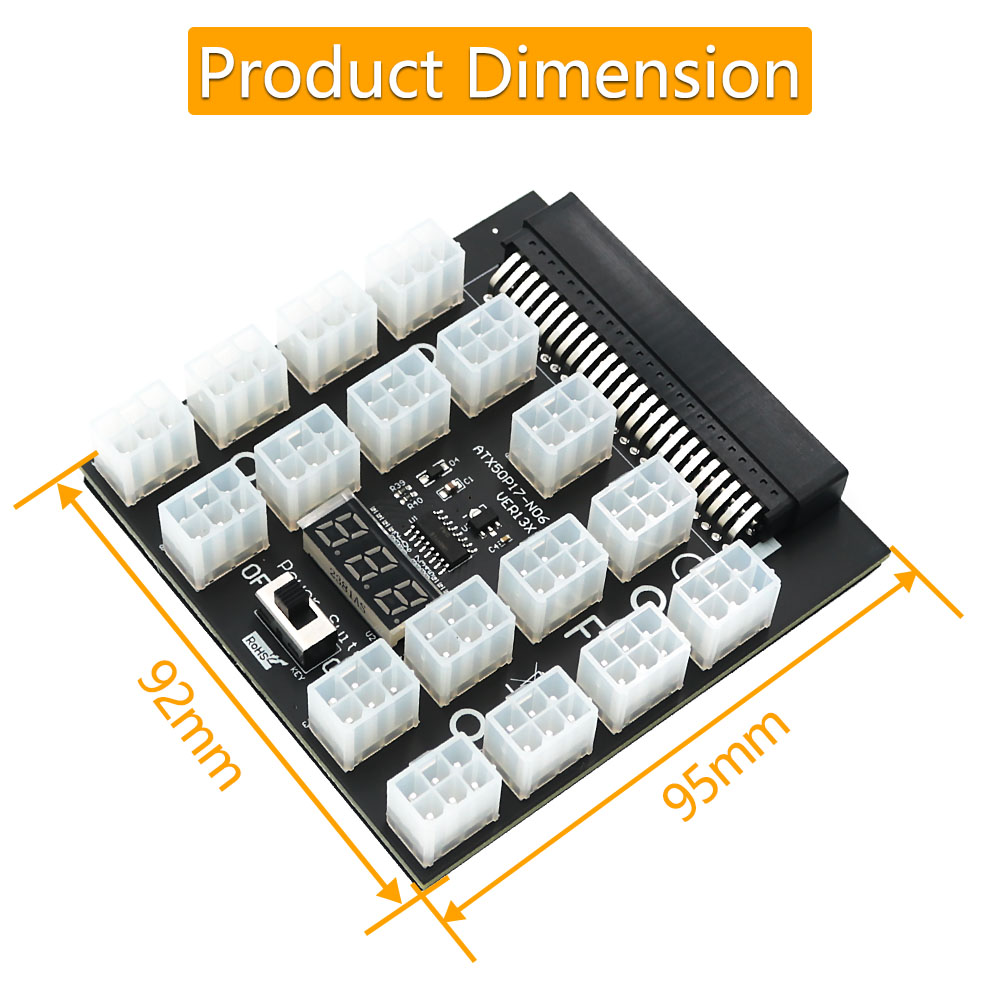 Pci-e 12v 50pin para atx 17x6p - 2400W Server Psu Breakout Board avaliação e preço